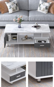 طاولة قهوة منزلية من الزجاج المقسّى، طاولة غرفة معيشة فاخرة بسيطة وعصرية - Product Image 5