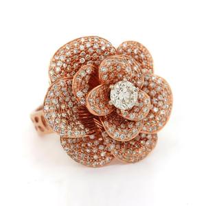 Naturel 2.99 Carats Pavé De Diamants Belle Conception Fleur De Lotus Anneau Solide 14k Rose Réel Or Fine Bijoux En Gros Fournisseur - Product Image 6