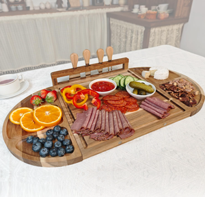 Produits populaires Grand ensemble de planche à charcuterie magnétique Planche à découper en bois d'acacia Fromage et plateau de service pour la maison - Product Image 1