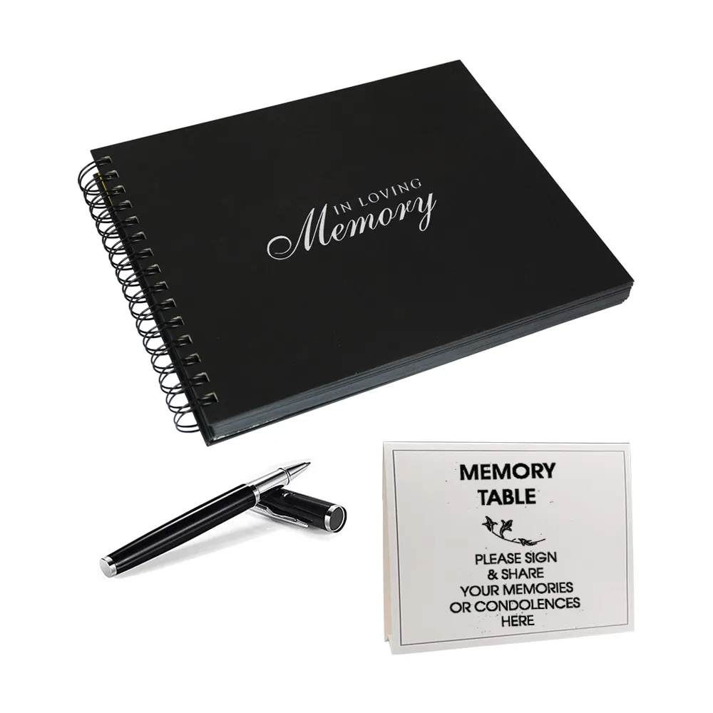 Libro degli ospiti funerario personalizzato con copertina rigida per il servizio commemorativo, celebrazione della vita Guest Book con schede di memoria per gli ospiti