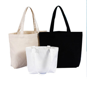 <strong>Zippered</strong> Cotton Canvas <strong>Tote</strong> <strong>Bag</strong> - Long Ribbon Handle Reusable Grocery Shopping <strong>Bag</strong> Customizable Size for Bulk Order - Product Image 2