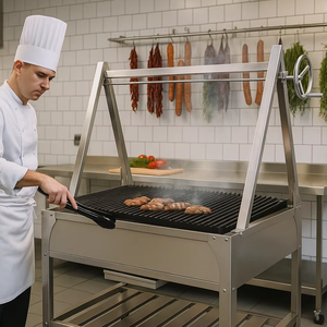 Grill <span class=keywords><strong>de</strong></span> style Santa Maria avec design en <span class=keywords><strong>brique</strong></span>, parrilla argentine en acier inoxydable et égouttoir - Product Image 1
