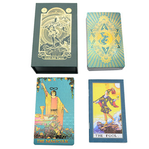 Cartes de tarot premium en feuille d'or avec boîte verte, style Moon Waite, cartes à jouer en PVC imperméable, prix d'usine en gros - Product Image 4
