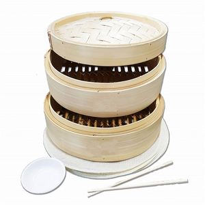 Vaporiera Impilabile Inserto <span class=keywords><strong>Padelle</strong></span> 10 in Bambu 14 Pollice Set Fabbrica Classico 2 Piano 6 Pollici Cinese en Vente - Product Image 6