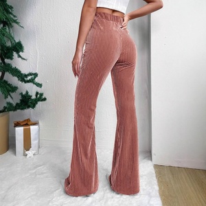 <span class=keywords><strong>Pantalon</strong></span> <span class=keywords><strong>évasé</strong></span> en <span class=keywords><strong>velours</strong></span> côtelé taille haute ample pour <span class=keywords><strong>femme</strong></span>, couleur unie, décontracté, jambe large, long - Product Image 3