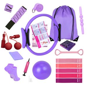 Ensemble de yoga et de Pilates 22 pièces, kit d'équipement de fitness à domicile, bandes de résistance, ballon de yoga, anneau de Pilates, bloc de yoga, entraînement pour femmes - Product Image 4