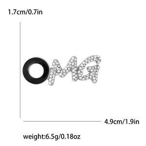 Broche lettre <span class=keywords><strong>OMG</strong></span> avec strass et émail en forme de O pour revers de costume femme, 17x49mm, Or Argent - Product Image 4