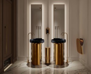 <span class=keywords><strong>Lavabo</strong></span> <span class=keywords><strong>de</strong></span> Pedestal Independiente <span class=keywords><strong>de</strong></span> Acero Inoxidable 304, Estilo Moderno y Lujoso, Redondo, Dorado, <span class=keywords><strong>con</strong></span> <span class=keywords><strong>Lavabo</strong></span> <span class=keywords><strong>de</strong></span> Piedra Artificial - Product Image 3