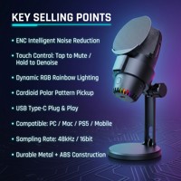 Micrófono de Condensador USB Profesional M9 con Cápsula de 14 mm, Silenciador Sensible al Tacto y Luz RGB, Micrófono para Juegos para PS5, PC y Streaming