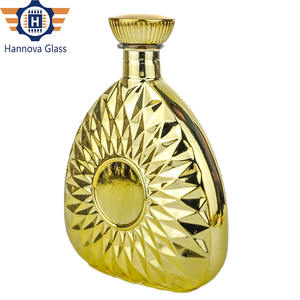 Bouteille à facettes plaquée or de luxe de 700ml pour Brandy <span class=keywords><strong>Tequila</strong></span> Spirit bouteille en verre décorative vide personnalisée - Product Image 3