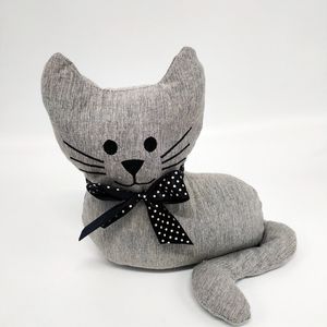 עיצוב הבית חמוד אפור בד חתול עיצוב דלת להפסיק ממולא חול תיק בעלי החיים דלת פקק - Product Image 5