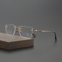 Lunettes de vue exquises sans monture en bois de santal et titane, montures rondes rétro, légères, unisexe