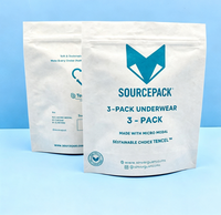 Sacs refermables en papier kraft blanc biodégradable imprimés sur mesure, pochettes compostables pour l'emballage de sous-vêtements et de vêtements