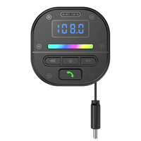 Pengisi Daya Mobil USB C, 20W Maks, Kabel Ganda, Tampilan Tegangan & LED |   Kabel USB-C Retraktil Ganda 76cm (29 inci) dengan BT/MP3