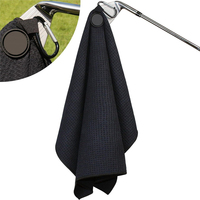 Serviette de golf en microfibre double couche, tissage gaufré, sans peluches, très absorbante, pour le nettoyage des balles de golf, avec mousqueton