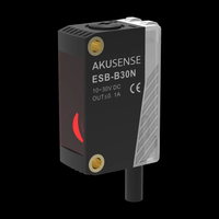 Capteur photoélectrique carré AKUSENSE ESB-B30N IP67 à suppression de fond, à réflexion diffuse, NPN, à collecteur ouvert, 2-300 mm, 10-30 VDC
