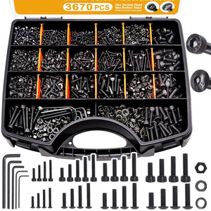 3670Pcs Carbon Steel Screw Nut Set Hex Socket Head <b>With</b> Washers In <b>Box</b> Standard ISO 7380 Grade A <b>Tool</b> Kit - Product Image 1