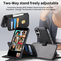 Étui de téléphone en cuir 2-en-1 avec fente amovible pour portefeuille et porte-cartes magnétique pour iPhone 15, 16, 17 Pro Max avec portefeuille intégré