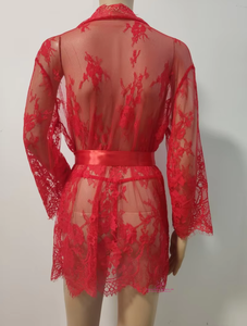 2-delige Transparante Kanten Sexy Nachtjapon Plus Size Dames Nachtkleding Met Panty - Product Image 5