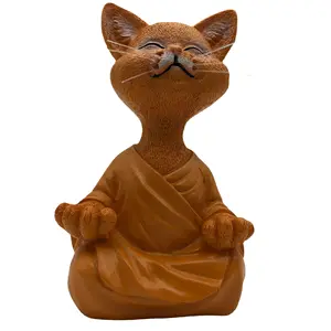 冥想猫雕像树脂摆件家居桌面装饰坐猫