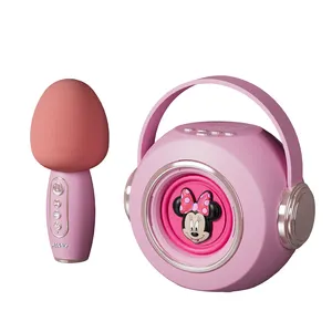 Microphone unique sans fil k chanson son rose délicat et compact entrée de carte TF son assistant vocal son intelligent facile à