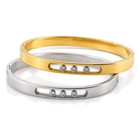 18K PVD Gold Plated 316L Stainless Steel Waterproof Non-Tarnish 2-Year Color Retention Minimalist CZ Bangle for Women Wholesale