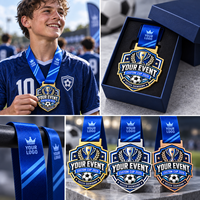 Médaille de football personnalisée, trophée, médaille avec ruban et logo personnalisés, médaille de championnat sportif, fabricant de médailles OEM ODM