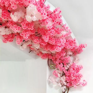 กิ่งดอกซากุระประดิษฐ์ที่ไม่เหมือนใคร ดอกไม้พลาสติกสำหรับตกแต่งงานแต่งงาน สีชมพู สีแดง - Product Image 3