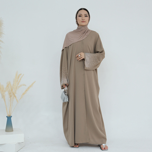 Loriya Truyền Thống Dubai Abaya Các Nhà Sản Xuất Màu Đen Hồi Giáo Abaya Cardigan Nút Sang Trọng Hot Khoan Móng Tay Mở Phụ Nữ Của Abaya 2025 - Product Image 4