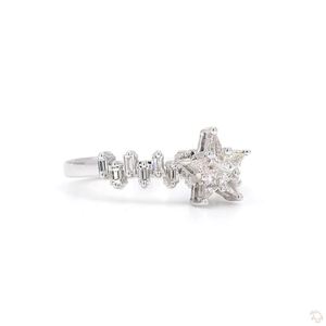 Bague en or classique moderne avec moissanite et diamant pour femme, bijou élégant et scintillant, cadeau de mariage ou de fiançailles - Product Image 3