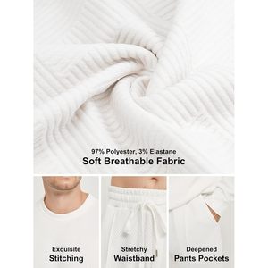 Ensemble de survêtement 2 pièces pour homme FOXA, sweat-shirt à manches longues et pantalon de jogging, tenue décontractée en coton blanc respirant - Product Image 5