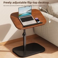 Escritorio de Computadora Giratorio de Metal con Diseño Moderno, Mesa de Estudio Móvil, Mesa Auxiliar Pequeña y Portátil