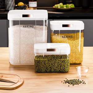 A&King Transparent Food Storage Container Rectangle Clip-On Lid Sealed For Grains And Cereals - Product Image 1