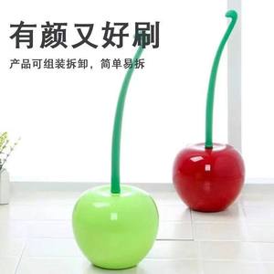 Cherry Toilet <b>Brush</b> Set <b>Round</b> Plastic Freestanding Long Handle For Home Use - Product Image 3