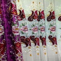 Vente en gros de tissus pour rideaux, design européen de luxe Cortina, salon, broderie florale, 100% polyester, rideaux assortis