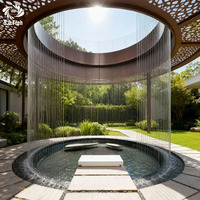 Fontaine murale moderne en acier inoxydable avec rideau lumineux RGB Water Crown, design durable, étanche