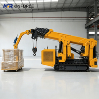 Grue araignée professionnelle 3T 3 tonnes, mini-grue sur chenilles autopropulsée avec flèche télescopique télécommandée, prix usine