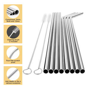 หลอดสแตนเลส 215*6 มม. แบบตรงและแบบงอ พร้อมแปรงทำความสะอาด ใช้ซ้ำได้สำหรับแก้วน้ำ - Product Image 5