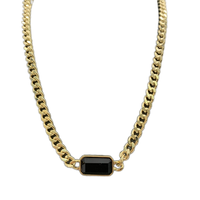 Collier en cristal d'eau en verre noir de conception simple avec chaîne géométrique nouveau collier de collier de mode plaqué or