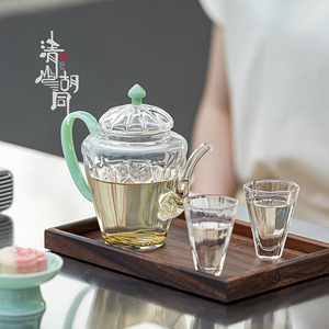 Théière en verre transparent avec couvercle, résistante à la chaleur, service à thé domestique pour la préparation du thé vert, printemps 2024 - Product Image 1