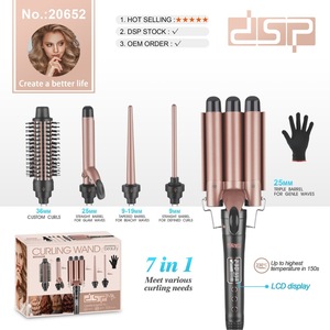 Fer à boucler professionnel Dsp à 3 barils, rose gold, électrique, avec écran LCD, pour le coiffage des cheveux des femmes - Product Image 5
