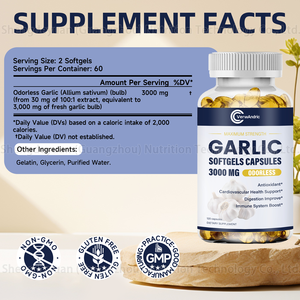 Capsule di Aglio 3000MG a Marchio Privato OEM, Integratori per il Supporto Immunitario e la Salute del Corso Sanguigno negli Adulti - Product Image 2