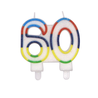 Bougies d'anniversaire en forme de nombre arc-en-ciel avec paillettes '30 60' en cire de paraffine pour les fêtes et la décoration de la maison