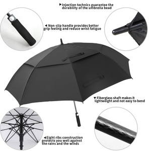 Advertising <b>Umbrella</b> Black Rain Windproof Men Long Stick EVA Handle Fiberglass Frame Golf <b>Umbrella</b> with logo - Product Image 2