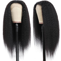 Perruque Kinky Straight 13x4 Raw Virgin Kinky Straight Cheveux humains Lace Front HD Cheveux humains Perruque Kinky Straight sans colle