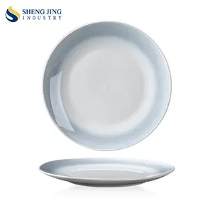 Shengjing Horno de Cerámica de Lujo, Plato Azul Poco Profundo, Platos de Cena Redondos de Porcelana para Catering, Juego de Cocina para Hotel, Juegos de Vajilla