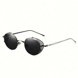 Nouveautés 2020 Mode Vintage Lunettes de soleil steampunk pour hommes et femmes Logo personnalisé Lunettes de soleil rondes en métal - Product Image 3