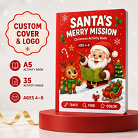 Offre Spéciale : Livre d'activités de Noël personnalisé pour enfants de 4 à 8 ans – Logo personnalisé, impression numérique, coloriage, puzzle, cadeau de vacances