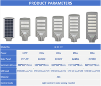 Lampadaire Solaire Tout-en-un à Vendre Rapidement, 100-300W, LiFePO4, 60 Jours de Pluie, IP65, pour Routes et Chemins Ruraux