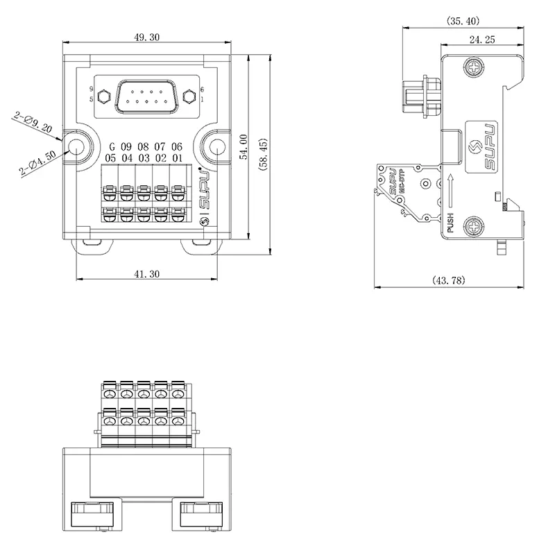 Placa amplificadora de Control de expansión de 500VAC y 1min, divisor, conector rápido, módulo de relé, bloque de terminales de cabeza hembra